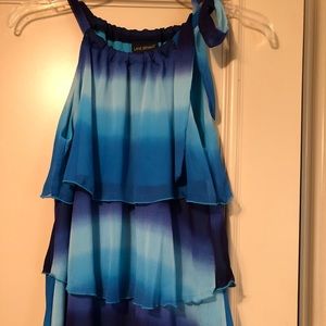 Tiered halter neck blouse with tie